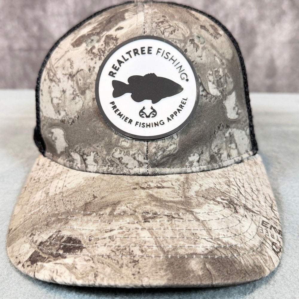 Realtree Fishing Camo Trucker Hat Mesh Back Stretch Fit Cap Mens S/M